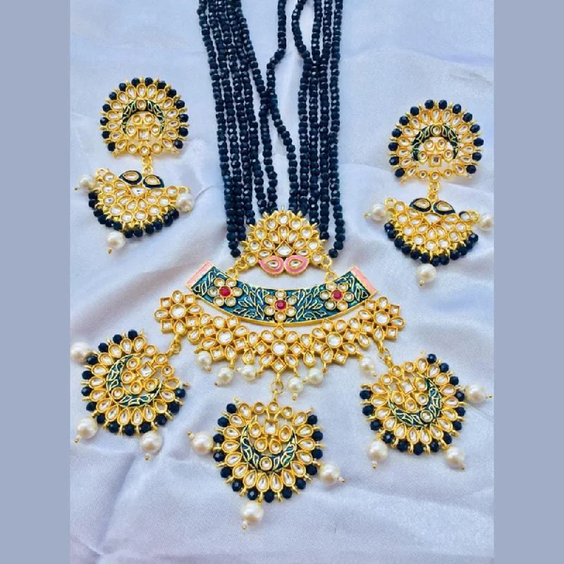 women’s handcrafted necklaces-Sanshray Gold Plated Kundan & Meenakari Necklace Set