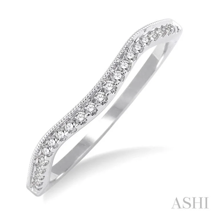 women’s rings-1/6 Ctw Round Cut Diamond Wedding Band in 14K White Gold