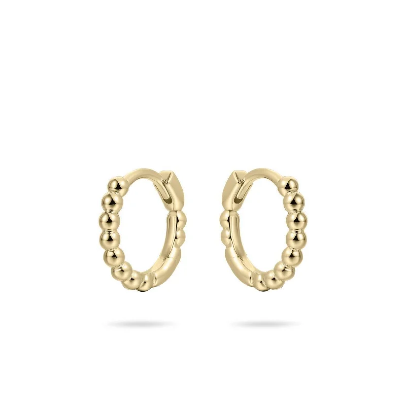 women’s elegant earrings-Gold Vermeil Yellow Gold Beaded Hoops