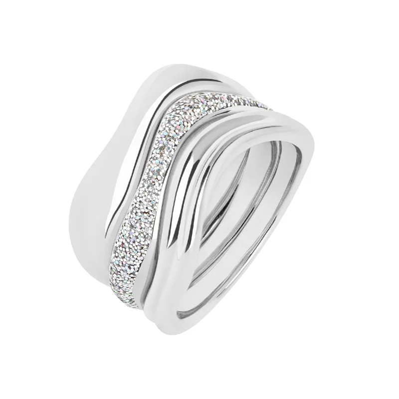 women’s high-end rings-Aura Opal Stack Silver Ring