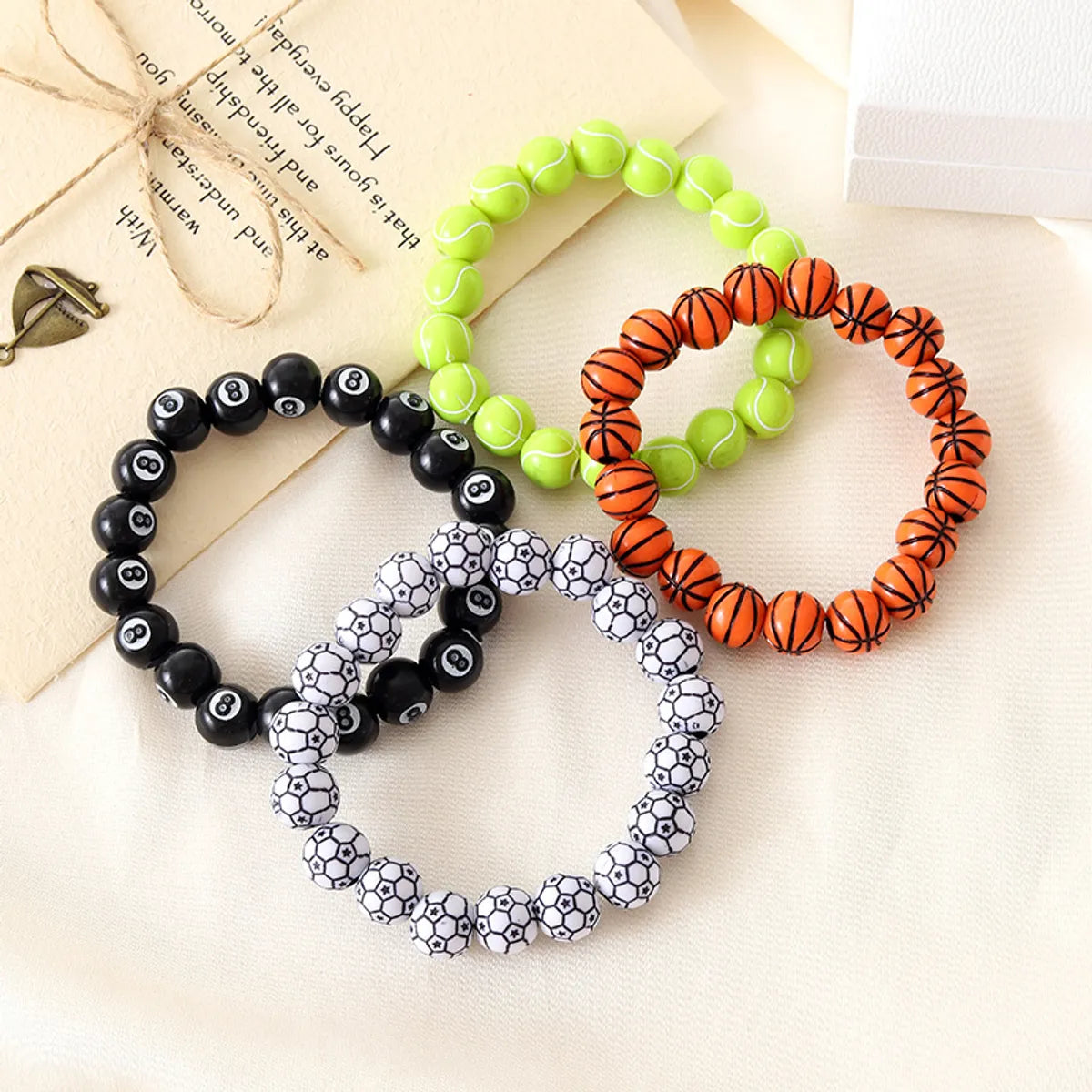 women’s leather bracelets-Streetwear Ball Arylic Beaded Unisex Bracelets