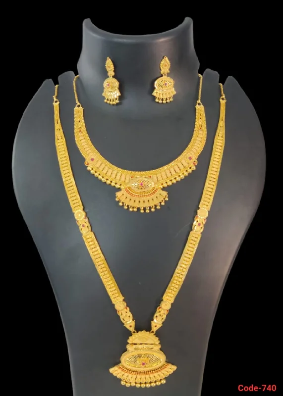 women’s statement gold necklaces-Pari Art Jewellery Forming Gold Necklace Combo