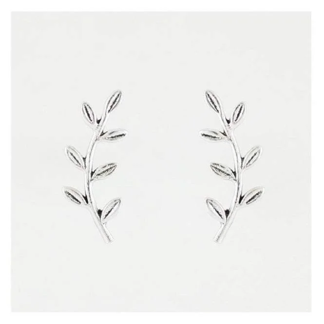 women’s anniversary earrings-Kingsley Ryan Sterling Silver Leaves Ear Climber