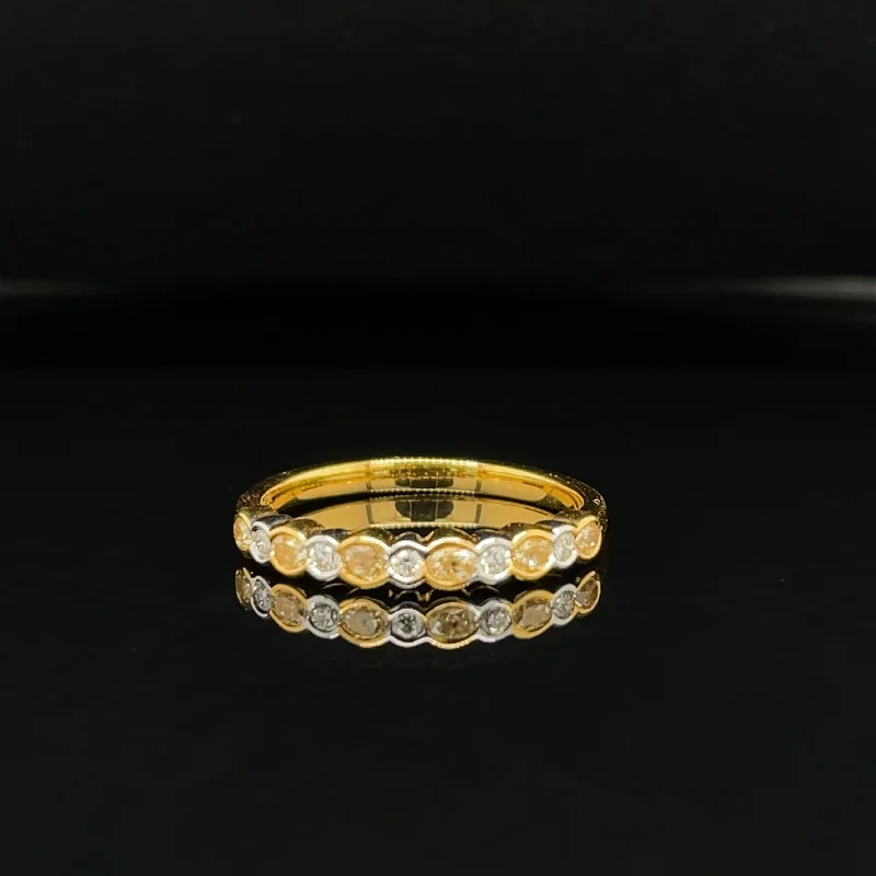 women’s custom diamond engagement rings-Yellow & White Diamond 0.50ctw Bezel Wedding Ring Anniversary Band in 18k Two-Tone Gold - #367 -  RGDIA668696