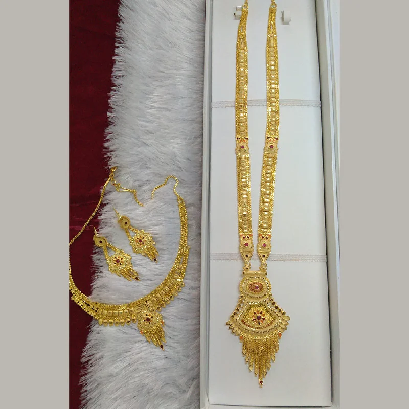 women’s gold-plated necklaces-Pari Art Jewellery Forming Double Necklace Set