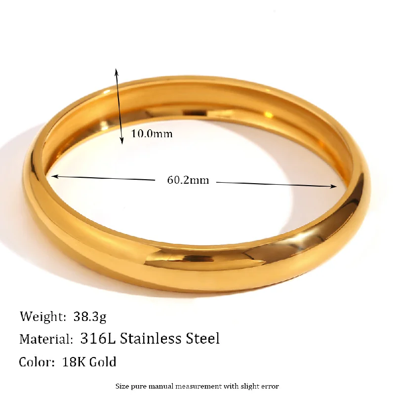 10mm Wide Glossy Bracelet Inner Diameter 60mm-Gold