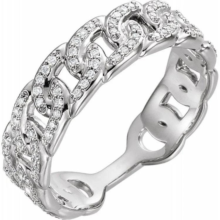 women’s stackable diamond rings-14K White 1/4 CTW Natural Diamond Stackable Link Ring