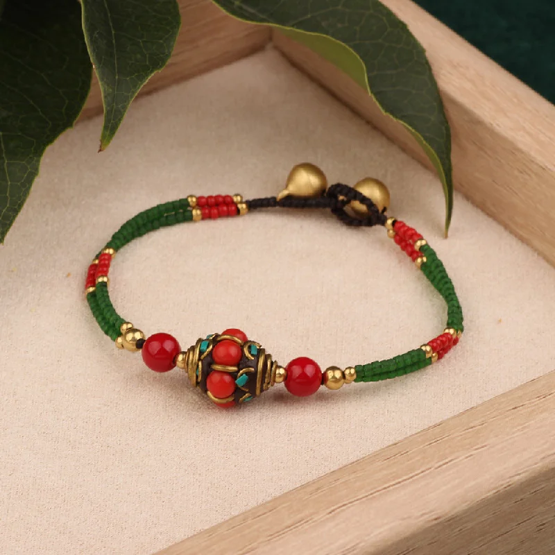 #22 Green Red Antique Bracelet