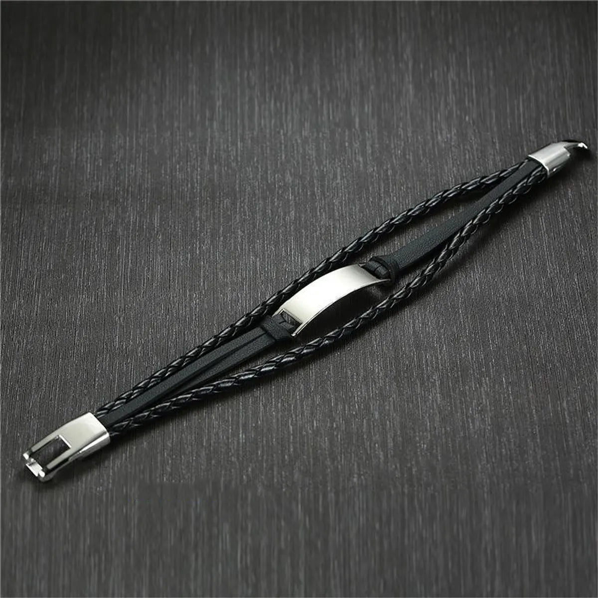 Steel Color Curved Brand Black PU, 21cm Long