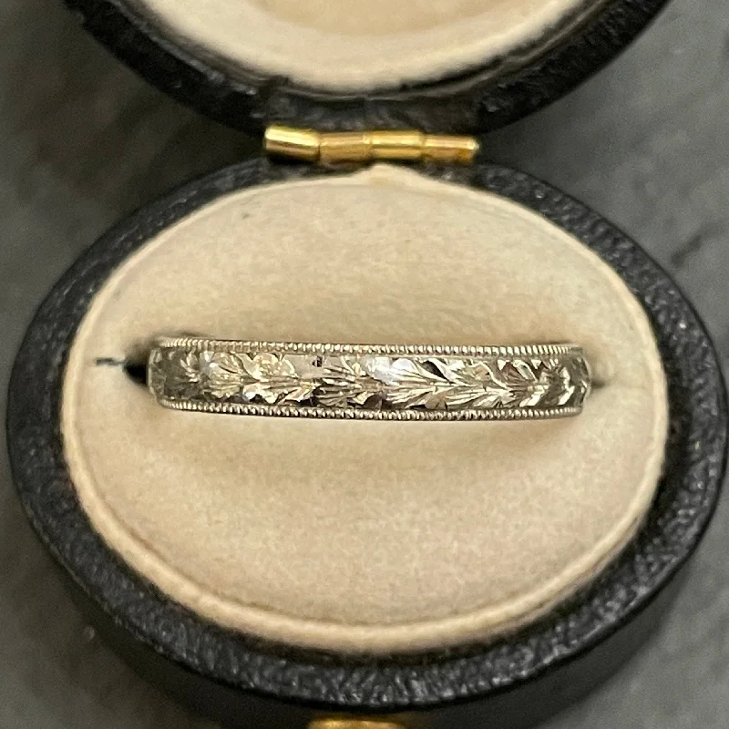 women’s abstract rings-Hand Engraved 3mm Wheat Band