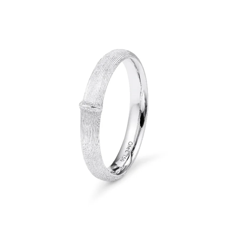 women’s ring sets-Small Nature Mens 18K Whitegold Rhodinized Ring