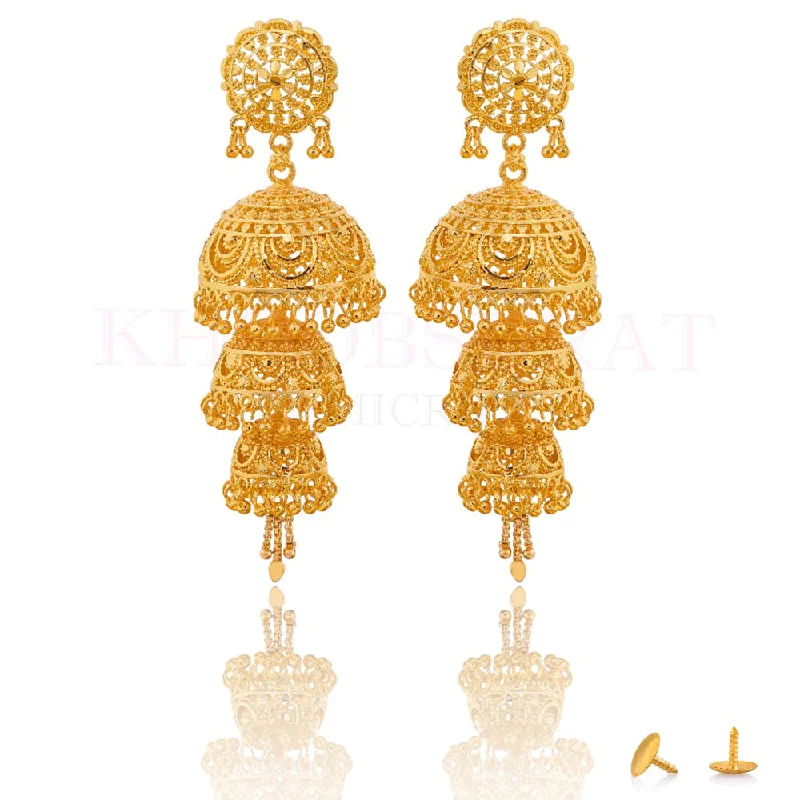 women’s statement dangling earrings-Dariyalal Sales Gold Plated Jhumki