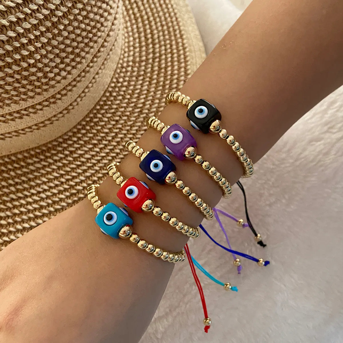 women’s pearl bracelets-Bohemian Simple Style Geometric Devil's Eye Ccb Resin Beaded Women's Bracelets