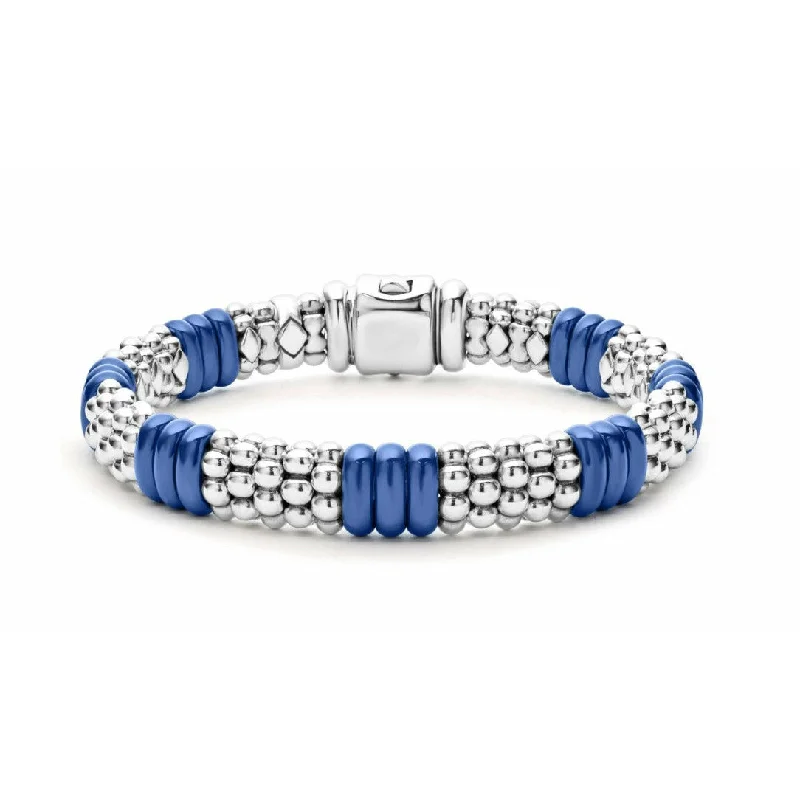 women’s bold bangles-Lagos Sterling Silver Ultramarine Caviar Ceramic Beaded Bracelet