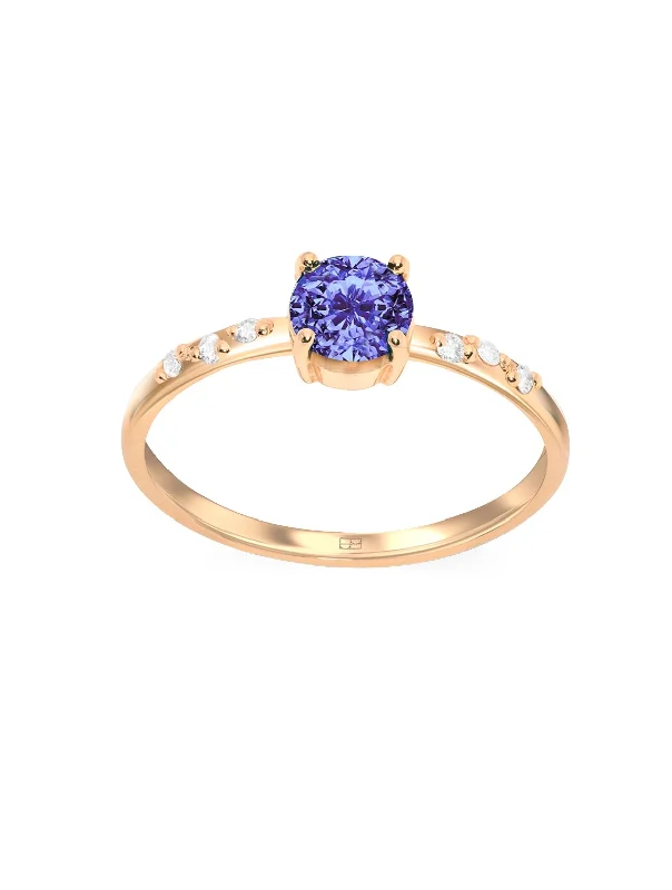 women’s heart-shaped gemstone rings-Your Way N°15 18K Gold Ring w. Tanzanite & Diamonds