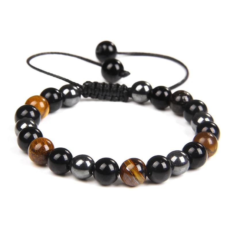 8mm Tiger Eye Haematite Woven