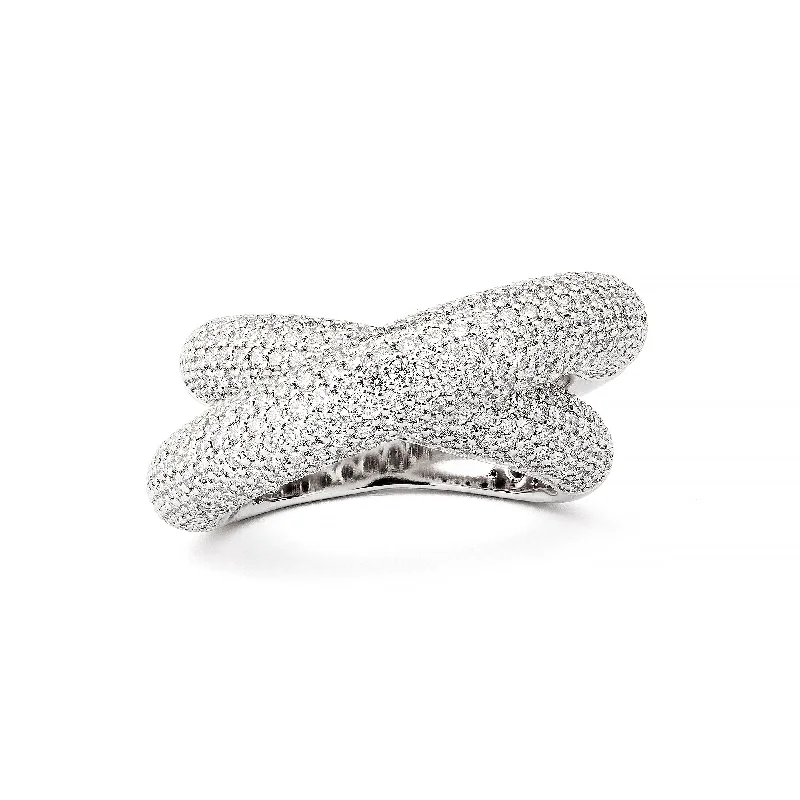 women’s vintage diamond rings-Infinity Loop Big Full Pavé 18K Whitegold Ring w. Diamonds