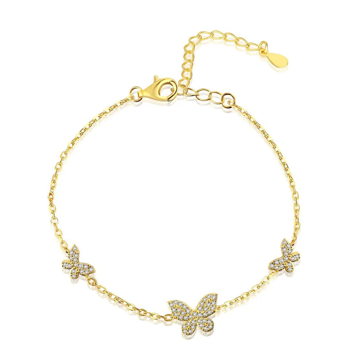 women’s gold bangle bracelets-Sterling Silver Simple Style Butterfly Plating Bracelets