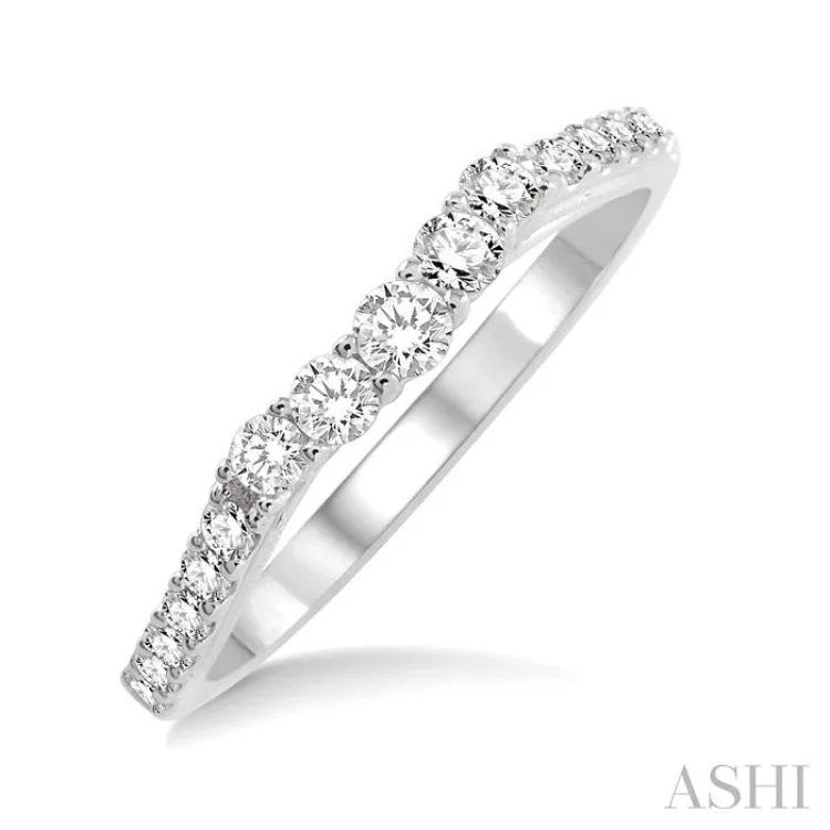 women’s affordable rings-3/8 Ctw Round Cut Diamond Wedding Band in 14K White Gold