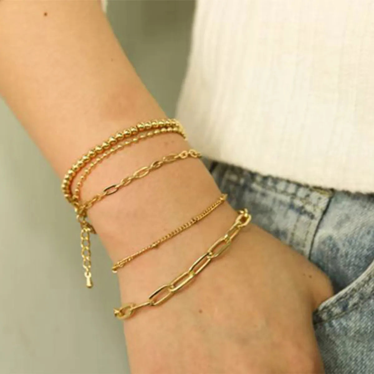 women’s cute bracelets-304 Stainless Steel Gold Plated Simple Style Streetwear Solid Color Bracelets