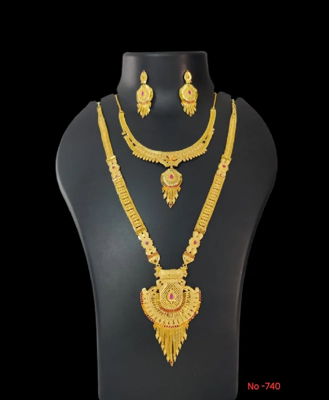 women’s crystal necklaces-Pari Art Jewellery Forming Gold Necklace Combo