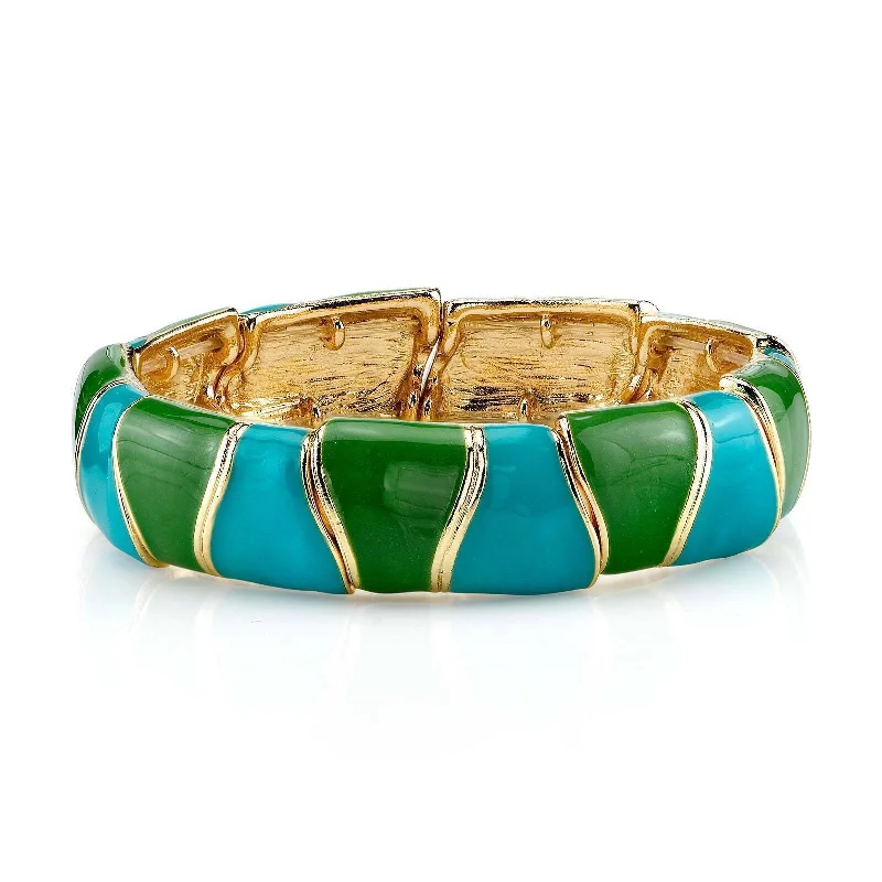 women’s romantic bangles-2028 Jewelry Wave Hand Enameled Stretch Bracelet