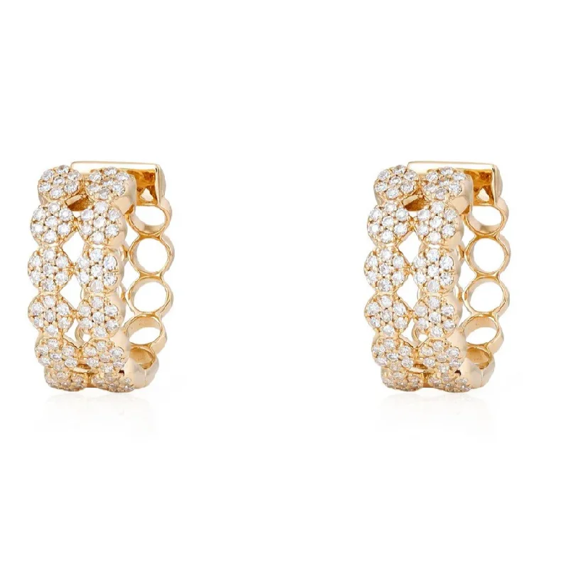 women’s minimalist earrings-SOLIE DOUBLE PAVE CIRCLE HUGGIES