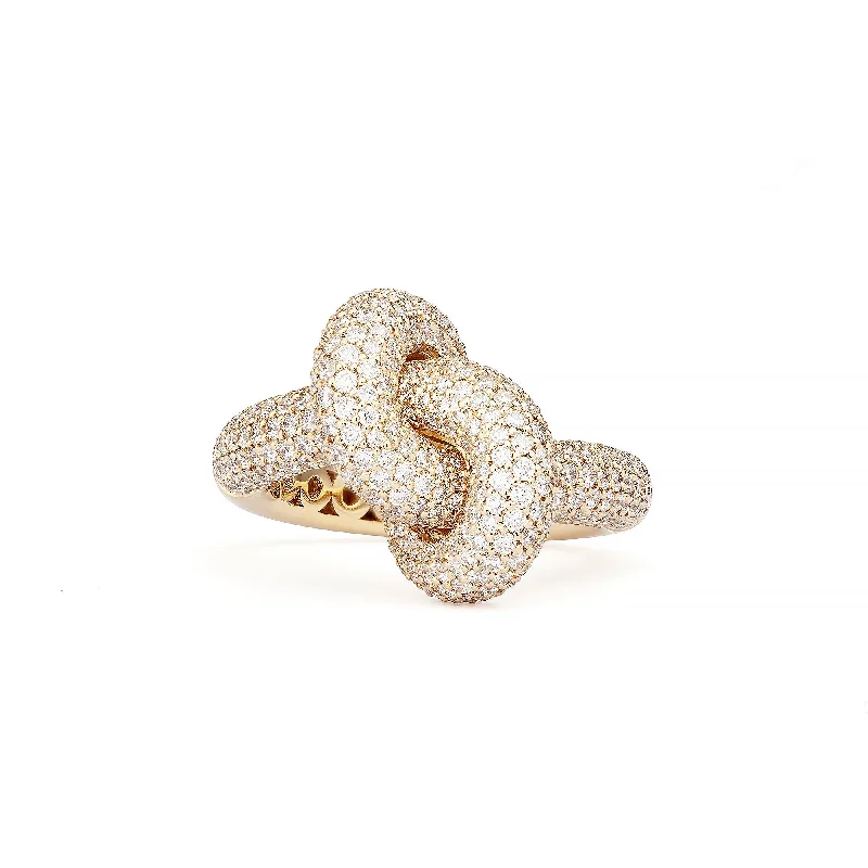 women’s gemstone rings-Legacy Knot Medium (Loose) 18K Gold Ring w. Diamonds