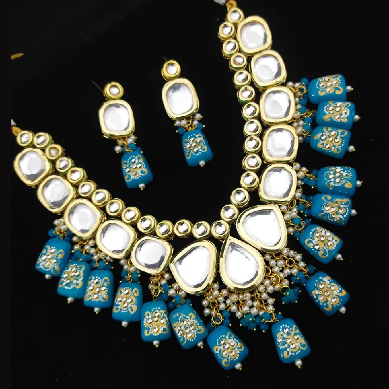 women’s long necklaces-Manisha Jewellery Gold Plated Kundan Stone Necklace Set