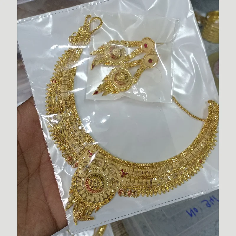 women’s artistic necklaces-Pari Art Jewellery Forming Gold Necklace Set