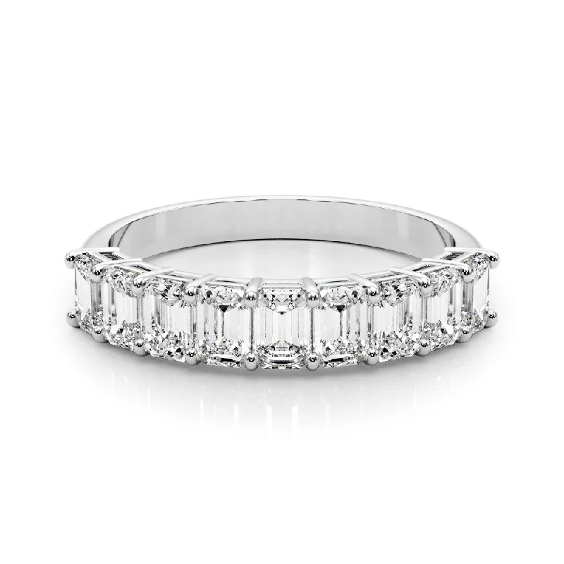 women’s heirloom engagement rings-Nine Stone 2.0 ct. Emerald Cut Diamond Wedding Ring