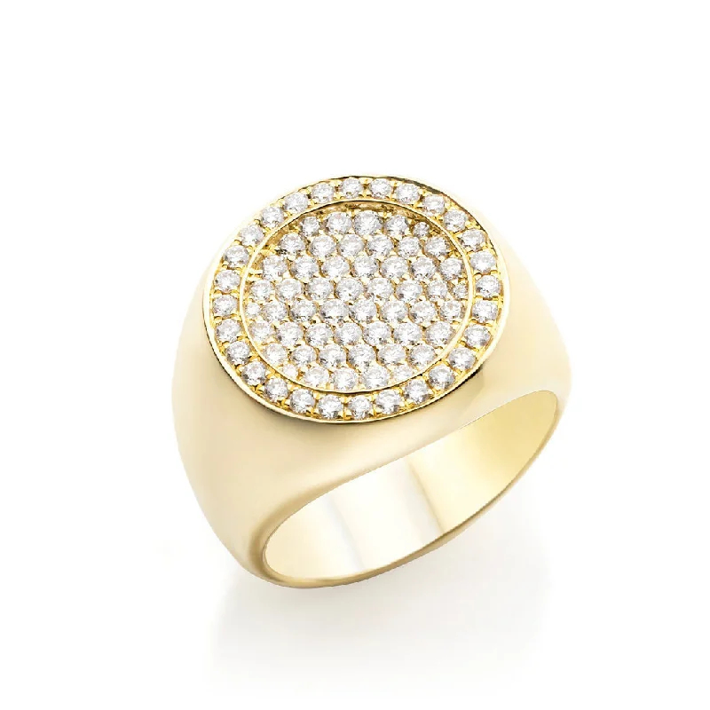 women’s pearl rings-Globe 18K Gold Ring w. Diamonds