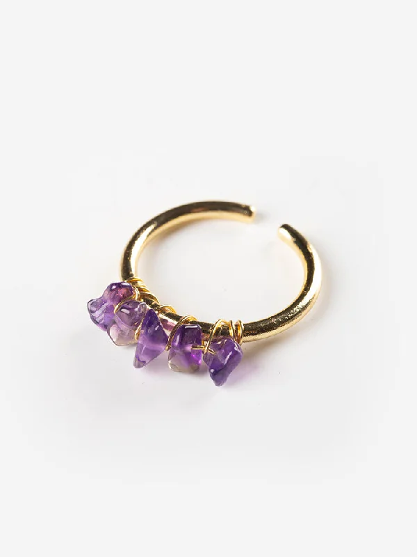 women’s cute rings-Tumbled Gems Ring - Amethyst