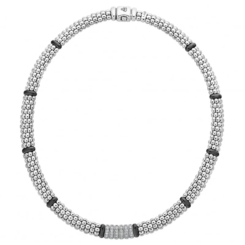 women’s layered necklaces-Black Caviar Diamond Necklace