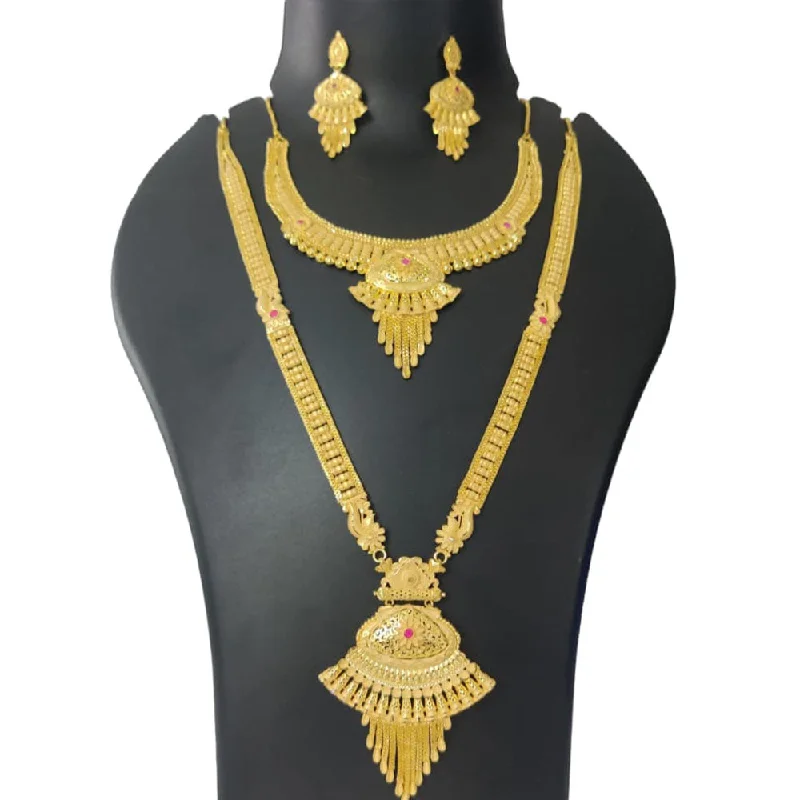 women’s emerald necklaces-Pari Art Jewellery Forming Gold Necklace Combo