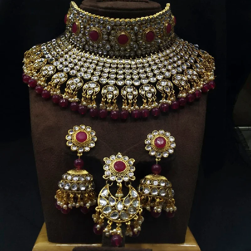 women’s classic gold necklaces-Manisha Jewellery Gold Plated Kundan Stone Necklace Set