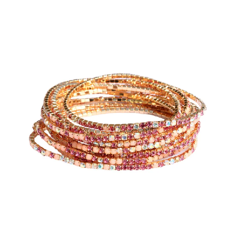 40 Pink Acrylic Mixed Rhinestone (Gold)