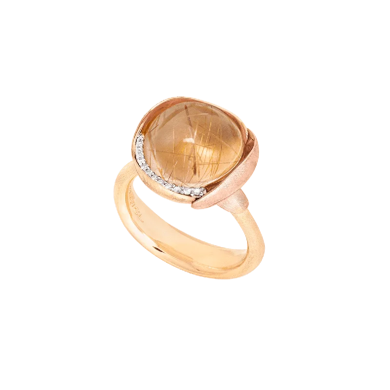 women’s sapphire rings-Lotus 3 18K Gold Ring w. Quartz & Diamonds