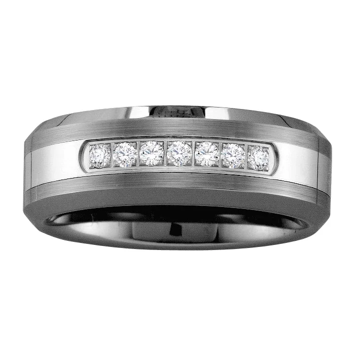 women’s halo engagement rings-1/5 CTW Diamond Wedding Ring in Tungsten