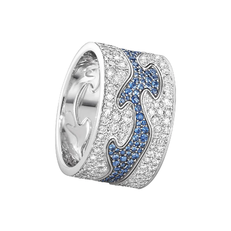 women’s multi-stone rings-Fusion Blue Pavé 18K White Gold Rings w. Diamonds