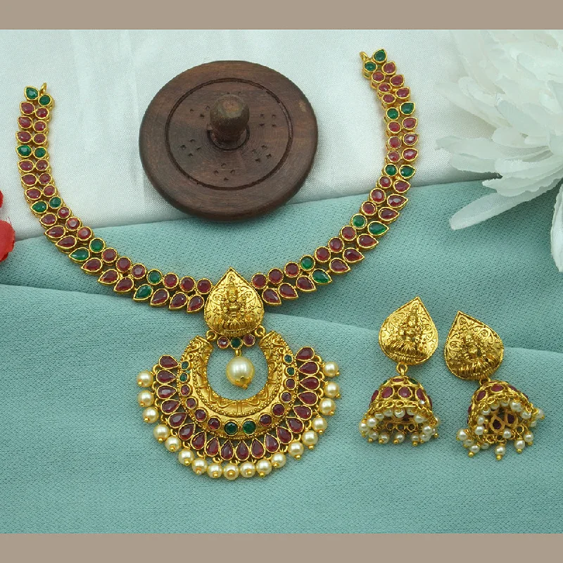 women’s layered gold necklaces-Diksha Collection Gold Plated Necklace Set