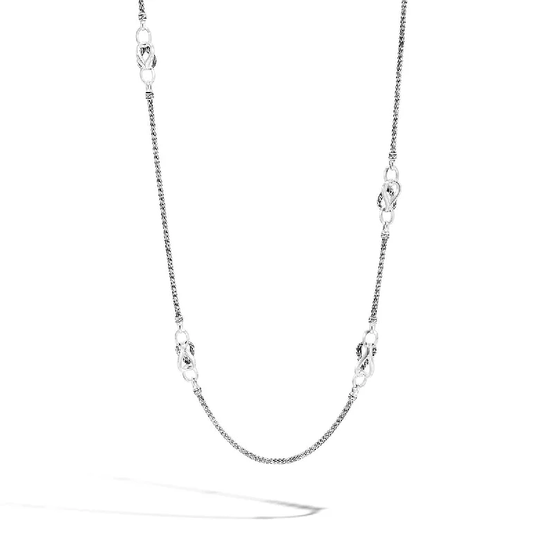 women’s personalized necklaces-Asli Classic Chain Link Silver Mini Chain Sautoir Necklace