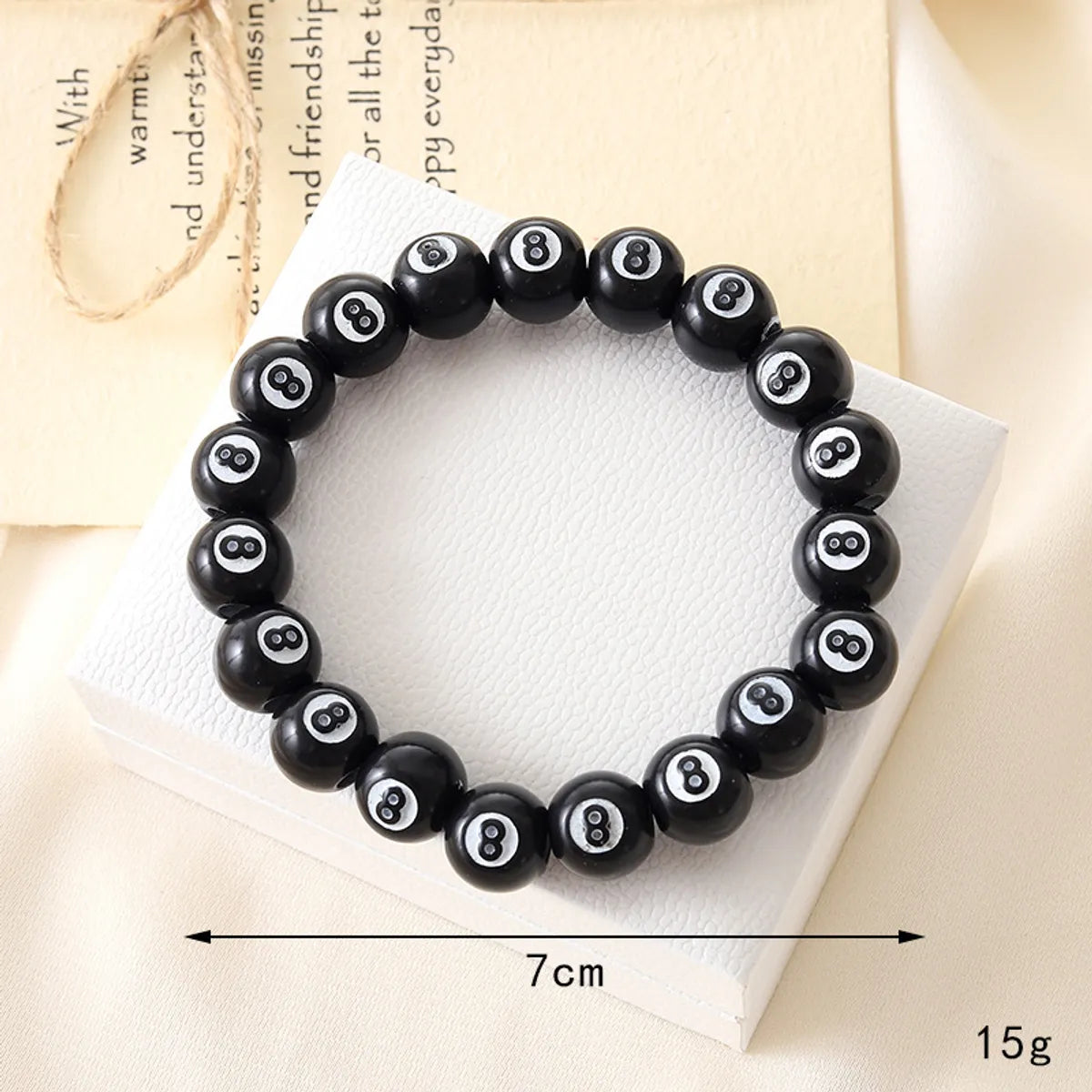 K3517 Billiard Black Eight Beaded Bracelet