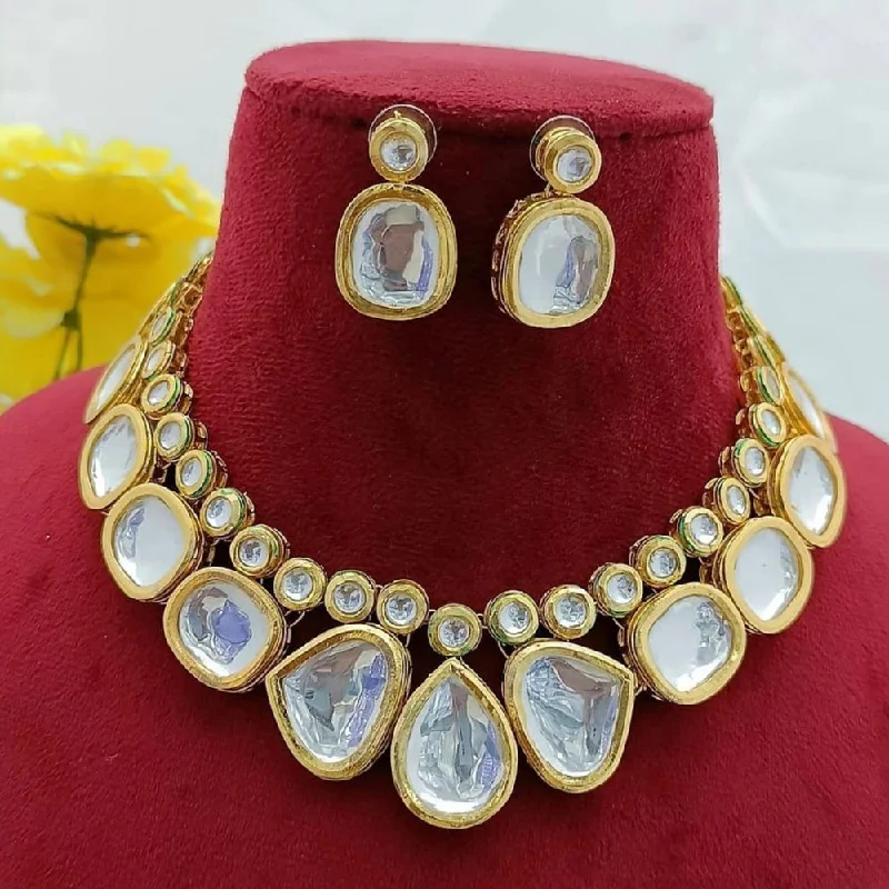 women’s astrology necklaces-Manisha Jewellery Gold Plated Kundan Stone Necklace Set