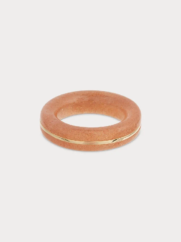 women’s astrology rings-Essential Gem Stacker Ring - Peach Moonstone (Made to Order)