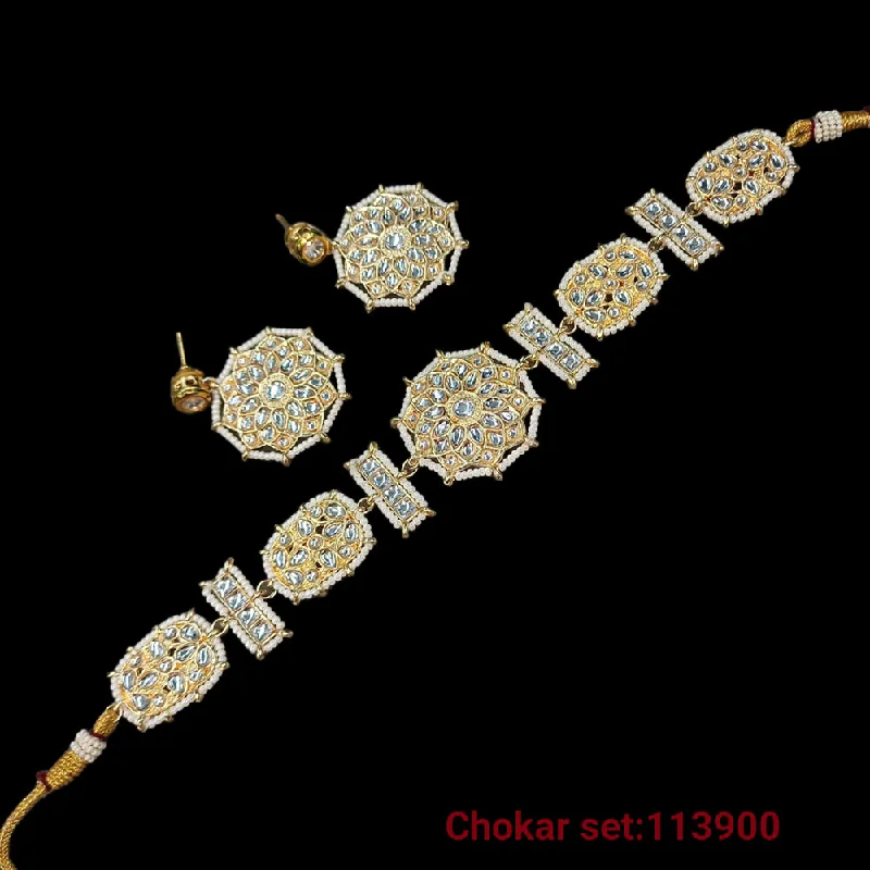 women’s simple necklaces-Padmawati Bangles Kundan Stone Necklace Set