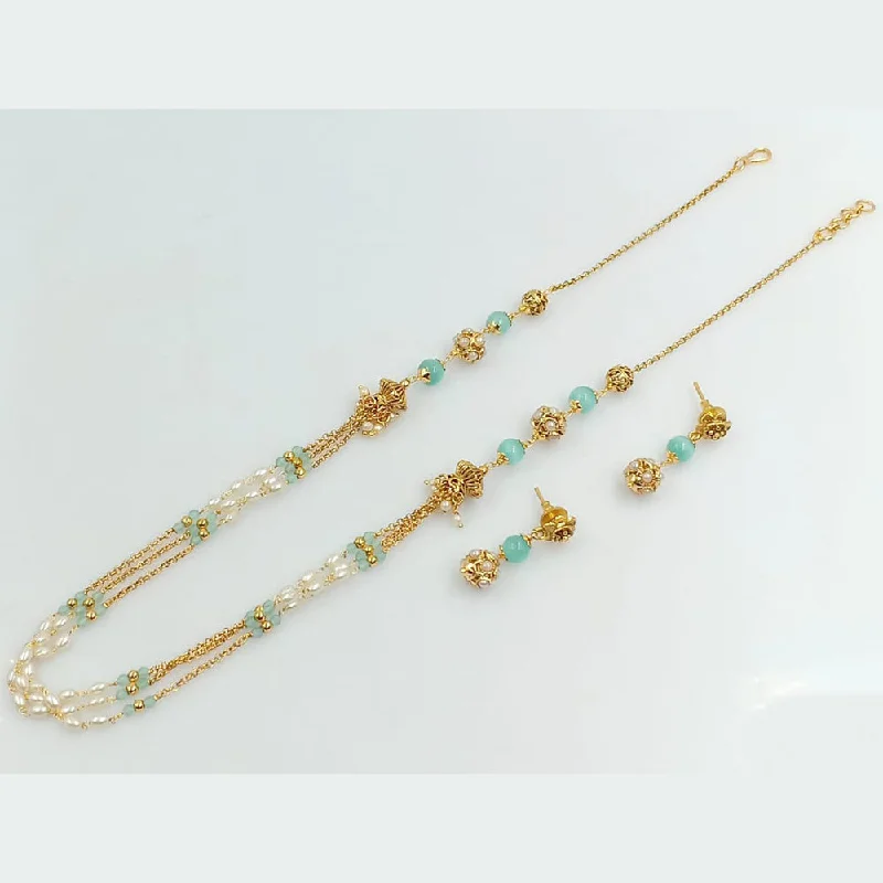 women’s minimalist necklaces-Manisha Jewellery Gold Plated Pearl And Beads Necklace Set