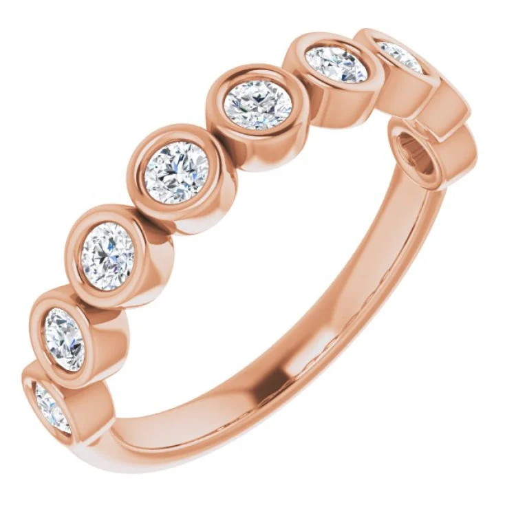 women’s silver rings-14K Rose 1/2 CTW Natural Diamond Anniversary Band