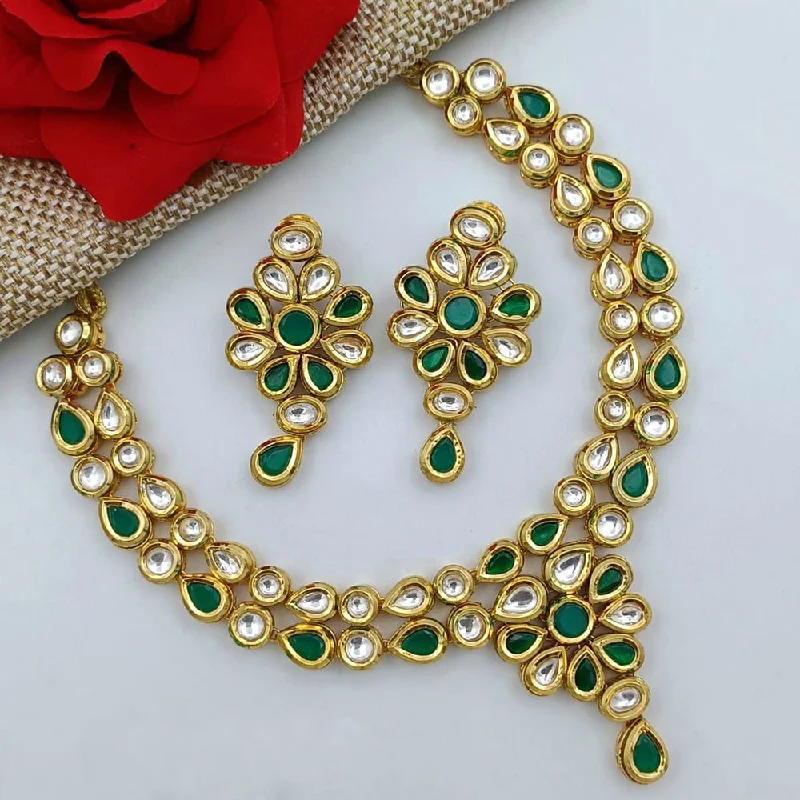 women’s designer necklaces-Manisha Jewellery Gold Plated Kundan Stone Necklace Set