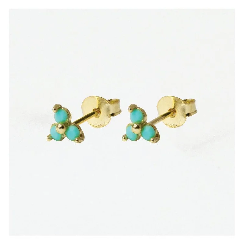 women’s teardrop earrings-Kingsley Ryan Gold Vermeil Treble Cluster In Turquoise